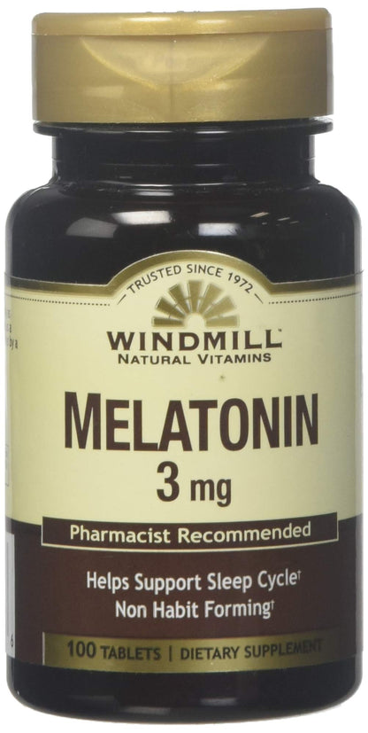 Windmill Melatonin 3 mg Tabs 100's | Windmill Natural Vitamins