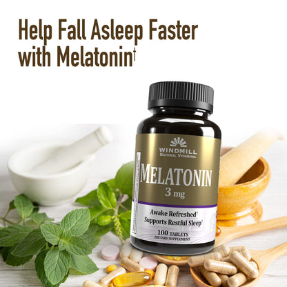 Windmill Melatonin 3 mg Tabs 100's | Windmill Natural Vitamins