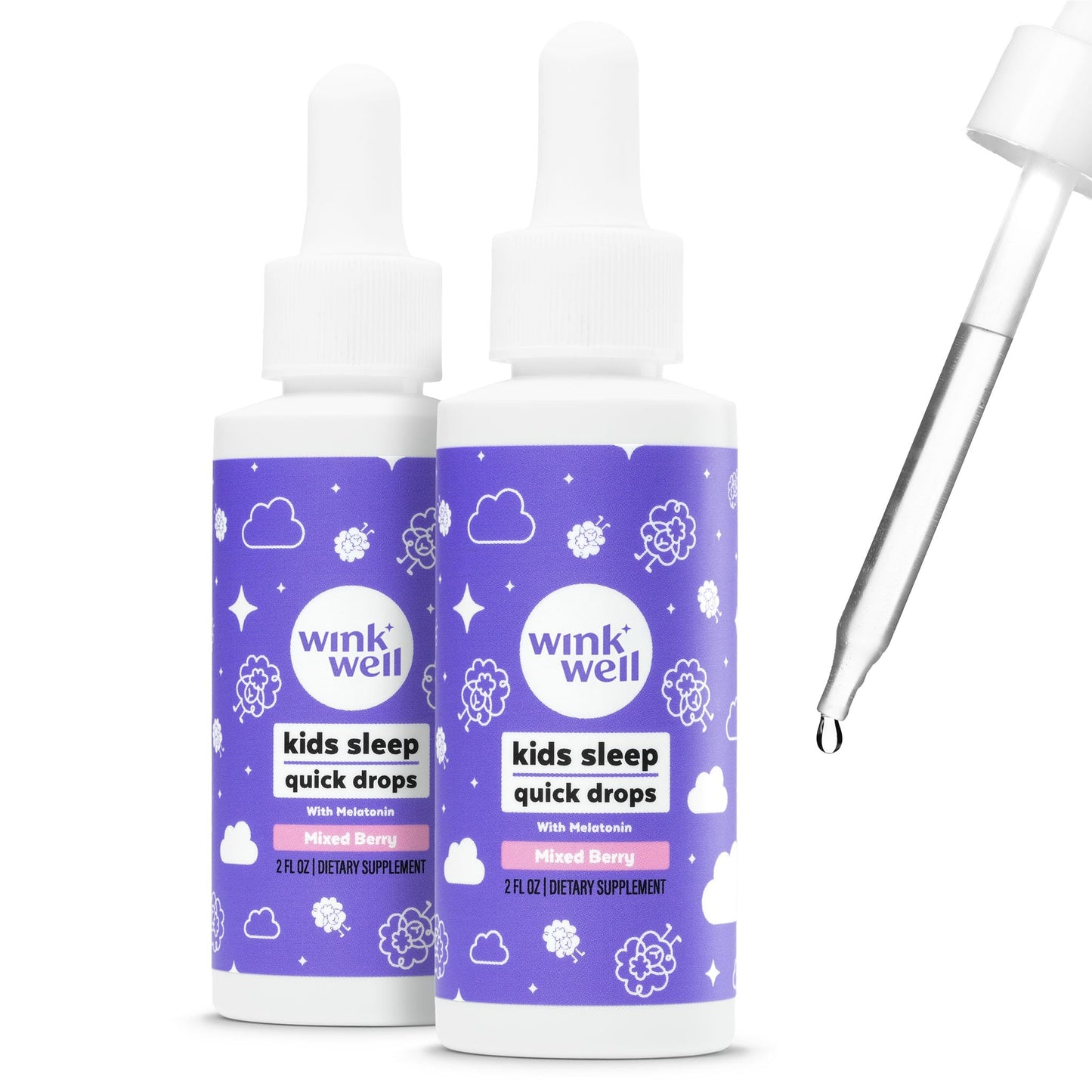 Wink Well Kids Melatonin Drops — 1 mg, Drug-Free Sleep Support for Children (2-Pack)