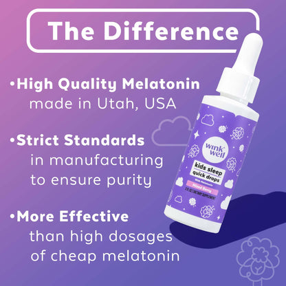 Wink Well Kids Melatonin Drops — 1 mg, Drug-Free Sleep Support for Children (2-Pack)