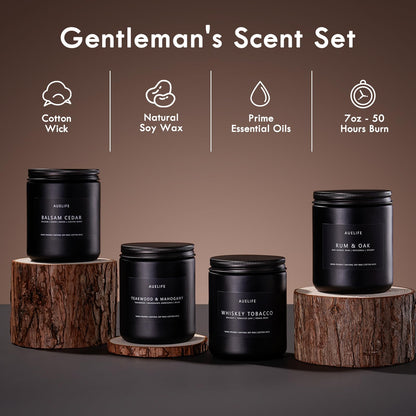 Winter Candle Gift Set for Men – 4 Soy Candles – Masculine Scents