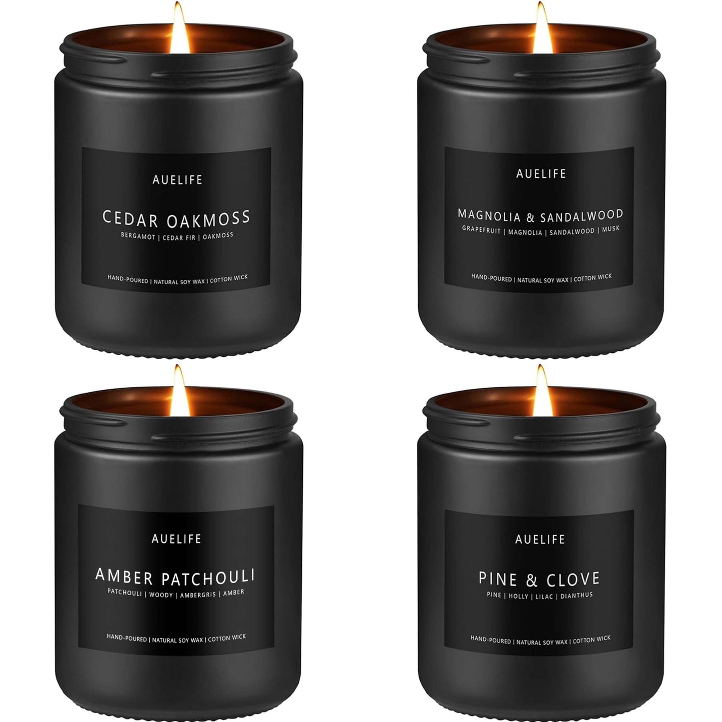 Winter Candle Gift Set for Men – 4 Pack Soy Candles (Cedar Oakmoss, Pine & Clove)