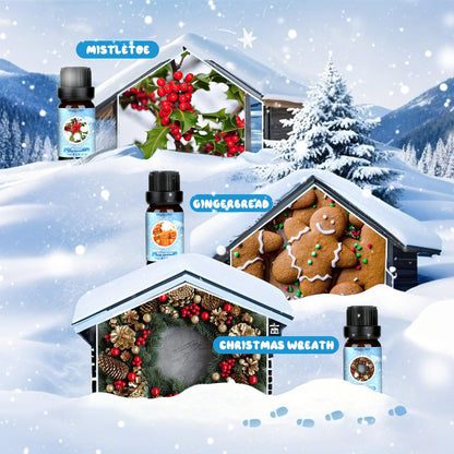 Winter Essential Oil Set – 6 Festive Scents for Diffusers & Gifts | Wreath, Gingerbread, Peppermint