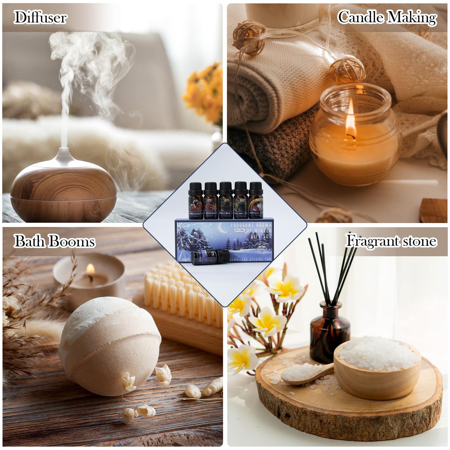 Winter Essential Oils Gifts Set - 6 x 10ml | Home & Car Care, DIY Candle & Soap Making | Christmas Gift
