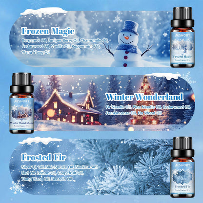 Winter Essential Oils Set – 6 Premium Holiday Fragrance Oils for Diffuser, Candle & Soap