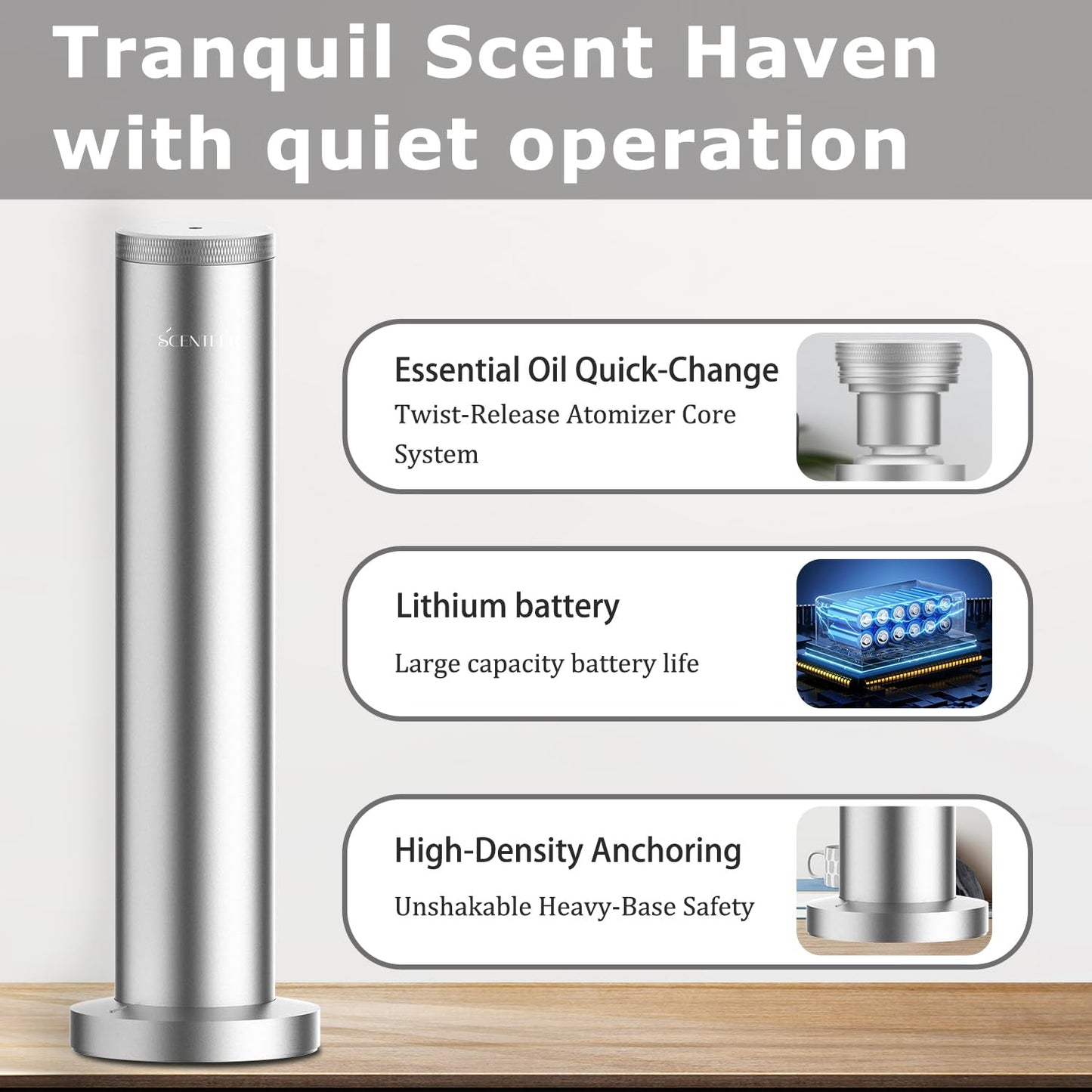 Wireless Scent Diffuser Cordless – 5000mAh Battery, App
