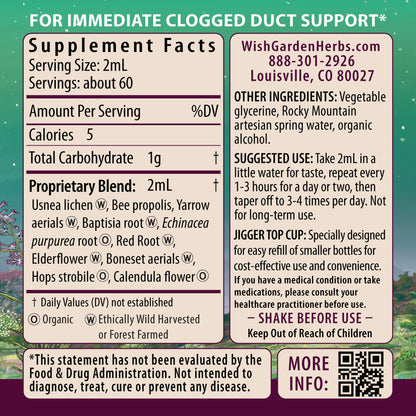 WishGarden Happy Ducts Lactation Support – Herbal Duct Relief Tincture, 4 oz