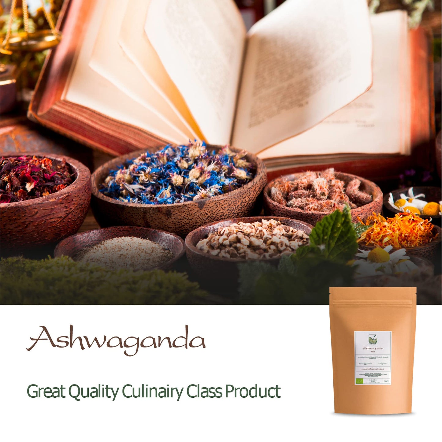 Ashwagandha Organic Root India - For Relexation - Ashwanda Roots - Ashwagonda - Indian Ginseng - Poison Gooseberry - Winter Cherry - Withania Root
