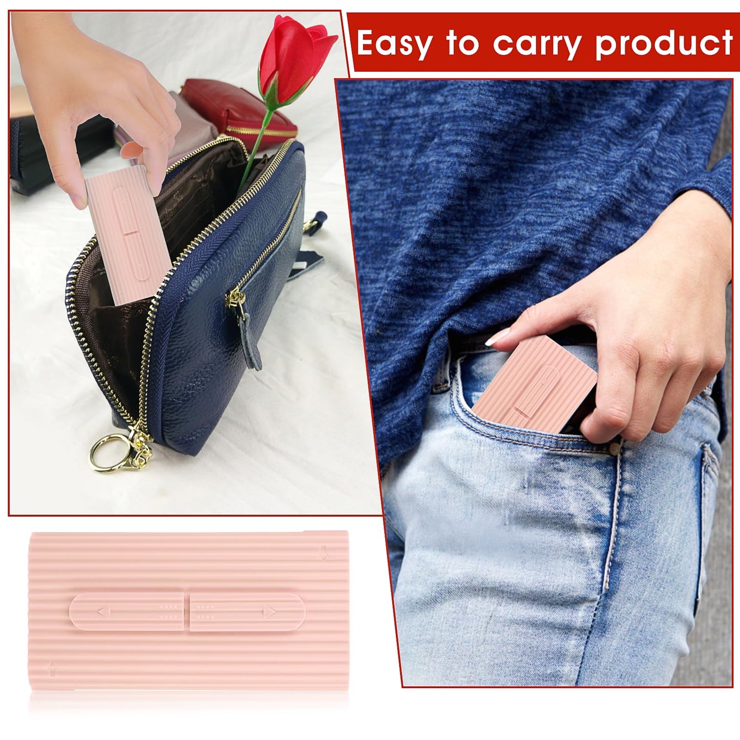 WLLHYF Portable Dental Floss Case – Refillable Travel Flosser (Pink)
