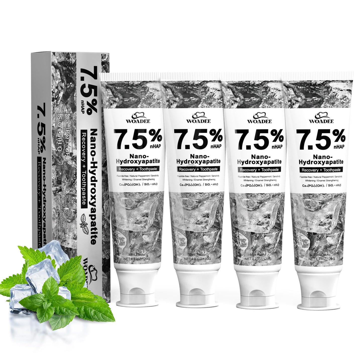 Woadee Hydroxyapatite Toothpaste – Fluoride-Free Enamel Protection (4 Pack)