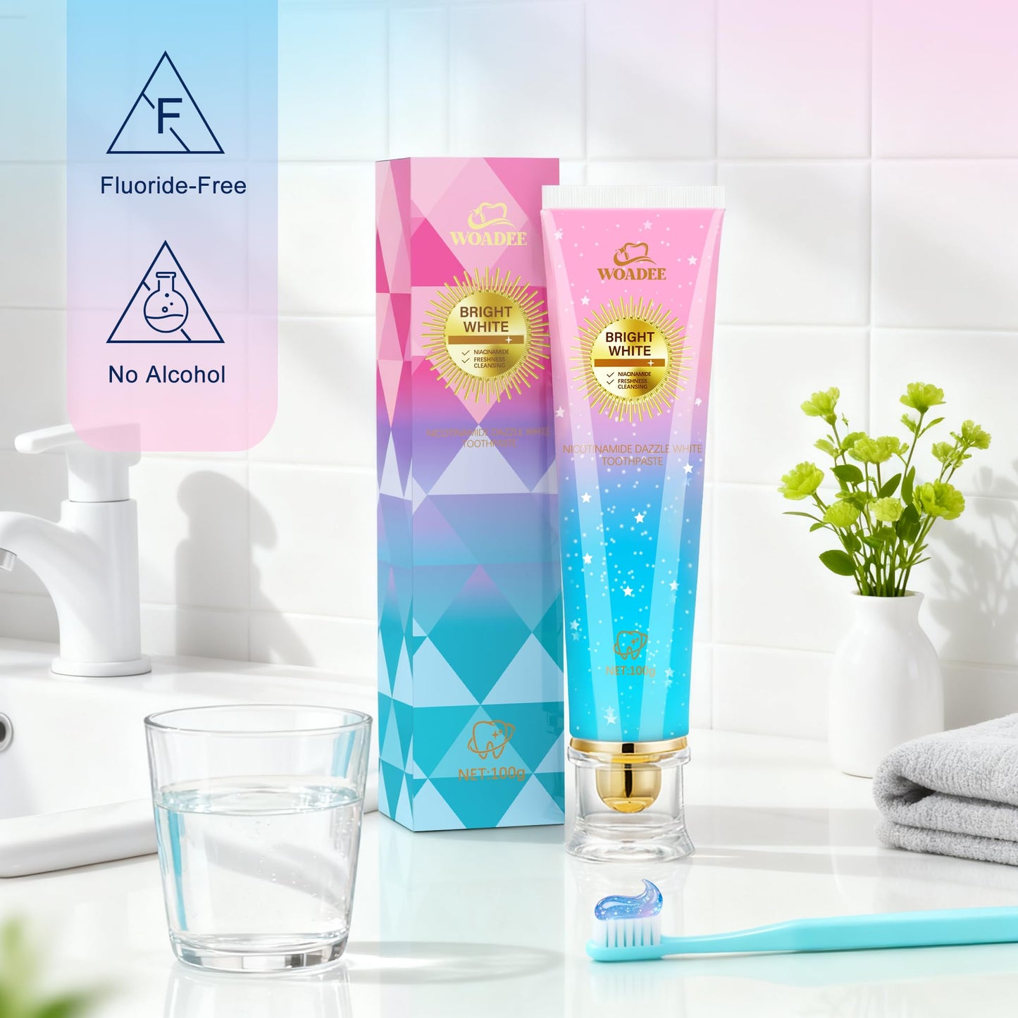 Woadee Niacinamide Whitening Toothpaste - Fluoride-Free Mint for Enamel & Gum Health