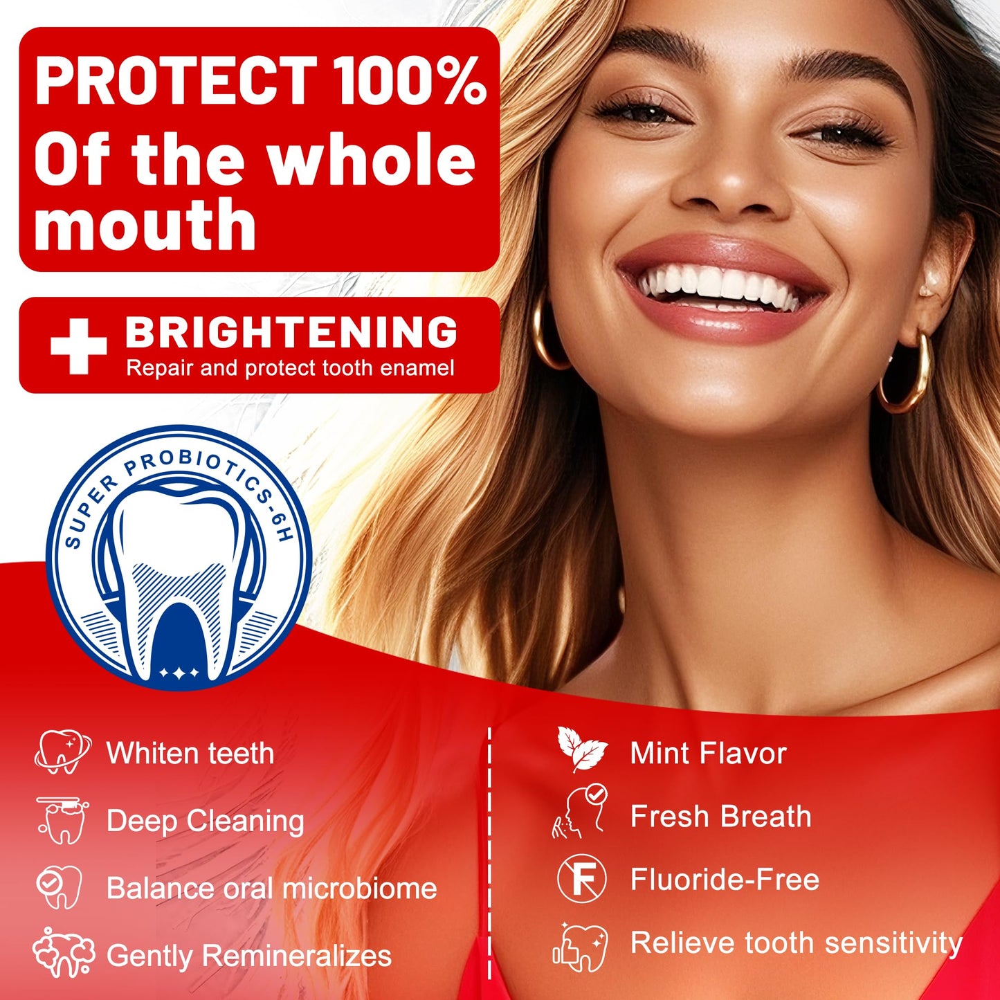 Woadee SP-6 Hydroxyapatite Toothpaste – 6 Probiotics + Hydroxyapatite for Whitening, Enamel Protection, Mint Flavor