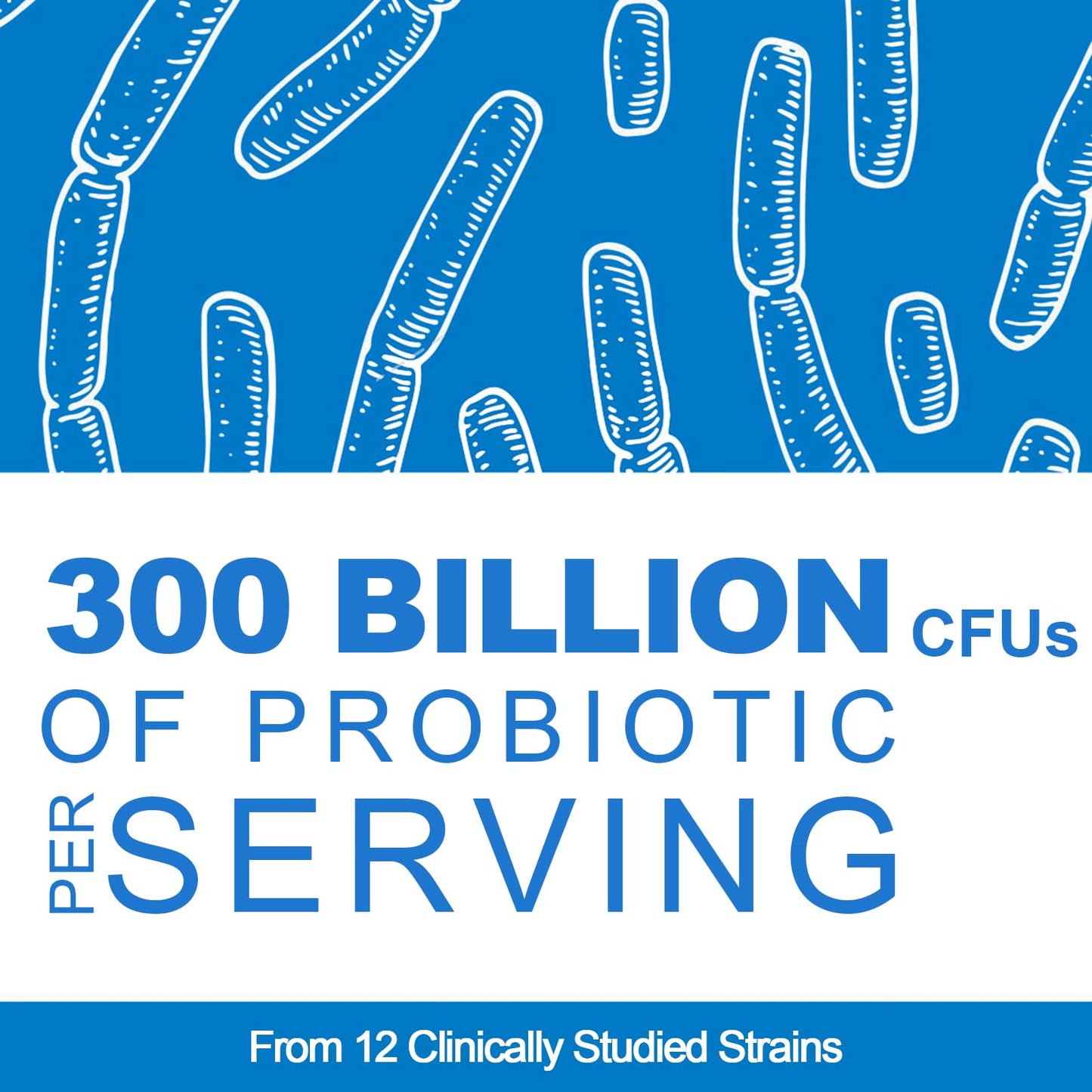 300 Billion CFU Probiotic with 12 Strains & 3 Organic Prebiotics – Daily Digestive & Immune Support, Vegan, Shelf-Stable, 120 Count