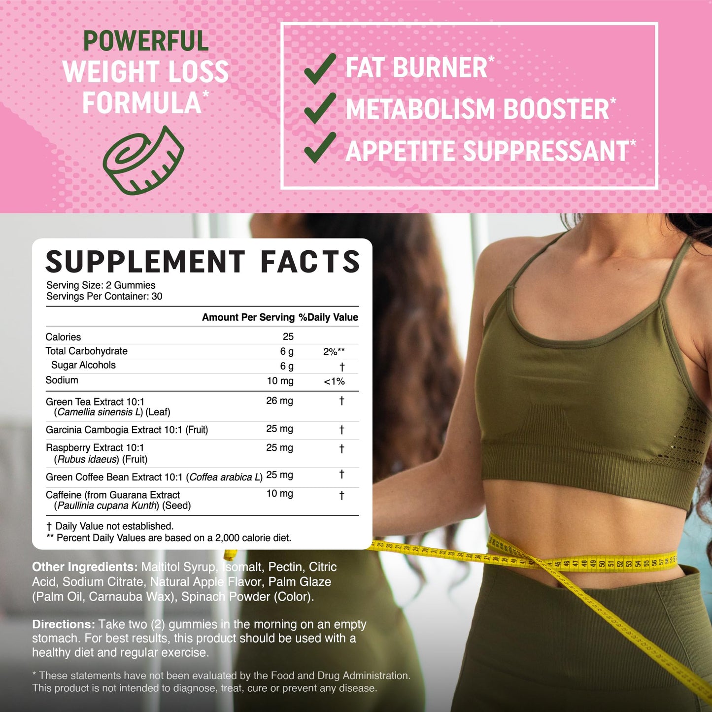 Women’s Fat Burner Gummies for Weight Loss | Green Tea, Green Coffee Bean, Garcinia Cambogia & Ketones | Fat Burners for Women Weight Loss Gummies | Green Tea Fat Burner Supplements | 60 Count
