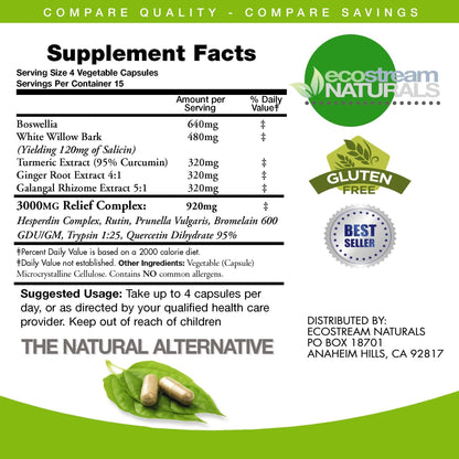 Women's Formula 3000 InflamCalm Advanced with Turmeric, Curcumin, Enzymes and Boswellia | Vegetarian & Gluten Free (Pack of 2)