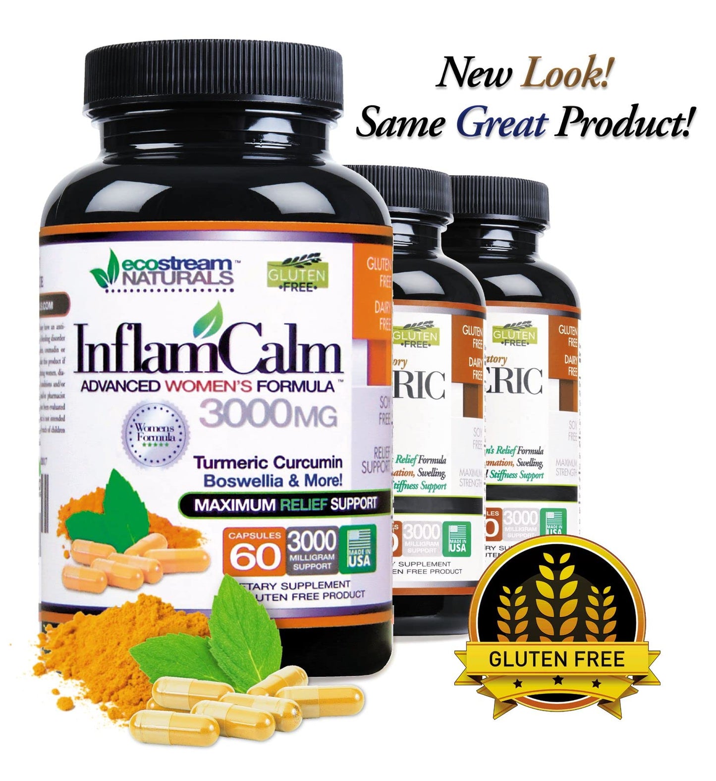 Women's Formula 3000 InflamCalm Advanced with Turmeric, Curcumin, Enzymes and Boswellia | Vegetarian & Gluten Free (Pack of 2)