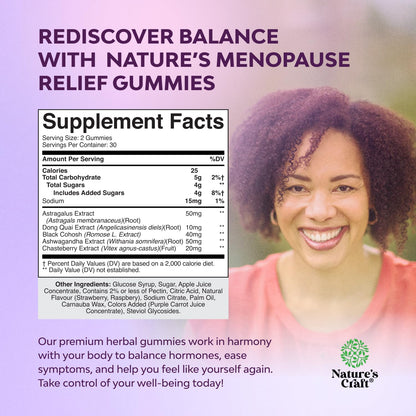 Natures Craft Womens Menopause Gummies with Dong Quai & Ashwagandha – 60 Count (3 Pack)