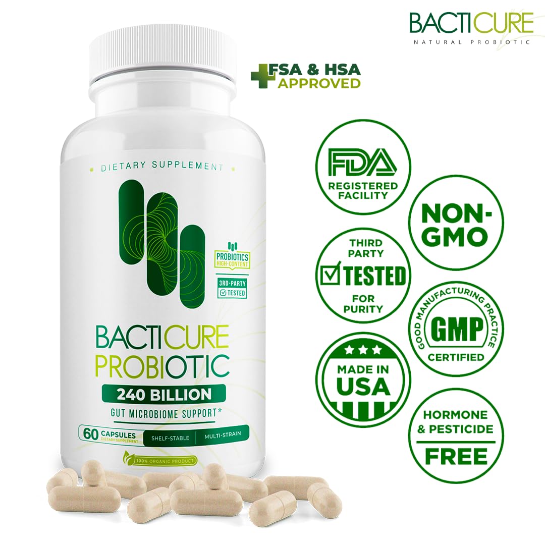 Bacticure Probiotic 120 Capsules | Digestive Health, Women's Wellness & Immune Support