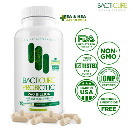 Bacticure Probiotic 120 Capsules | Digestive Health, Women's Wellness & Immune Support