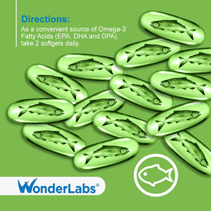Wonder Laboratories EZ Omega-3 Atlantic Menhaden – 2000 mg, Burpless, USA Made, 180 Softgels