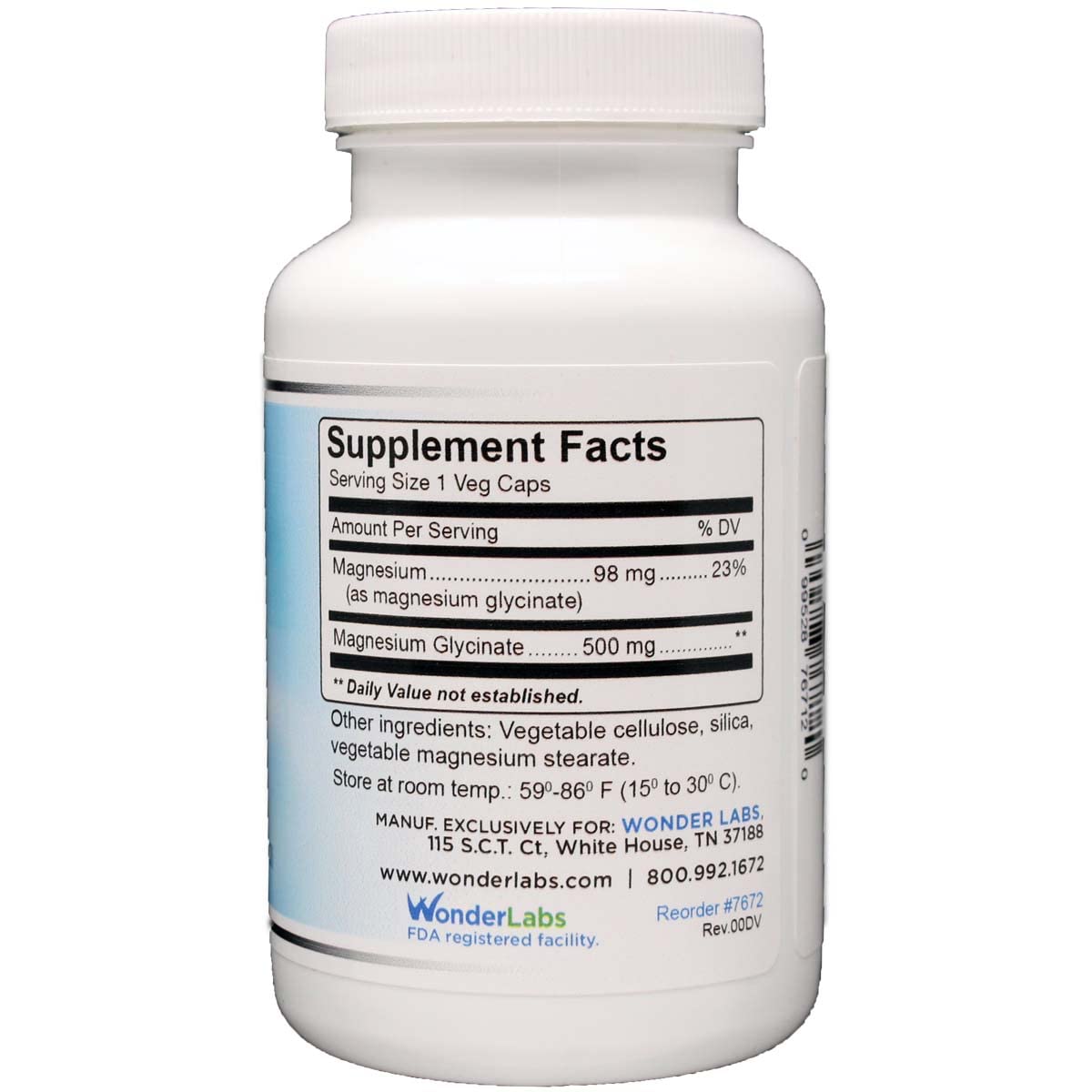 Wonder Laboratories Magnesium Glycinate 500mg – Chelated, Non-GMO, Gluten-Free