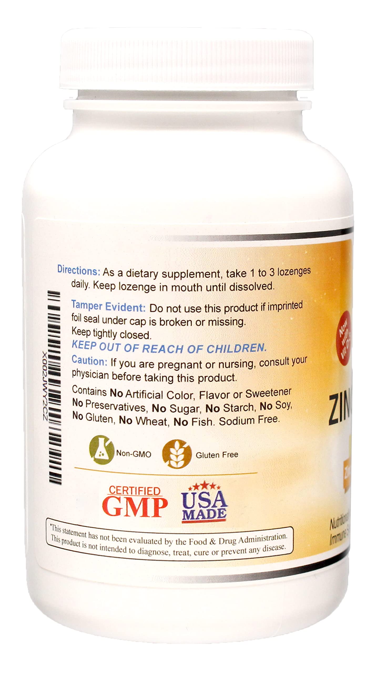 Wonder Laboratories Zinc Lozenges with Vitamin C – 25 mg Zinc, 30 mg Vitamin C, 100 Lozenges