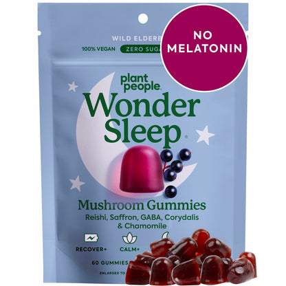 WonderSleep Mushroom Gummies for Sleep & Relaxation – Reishi & Elderberry (60 Count)