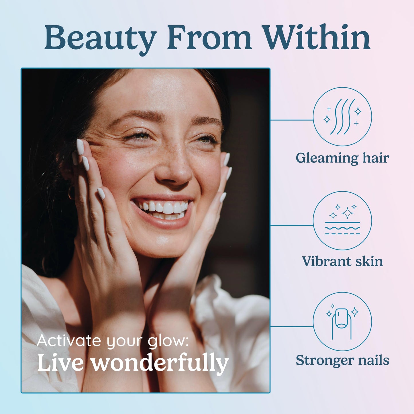 WONDERCOW WonderGlow Hair, Skin & Nails Vitamins | Bovine Colostrum, Collagen & Biotin