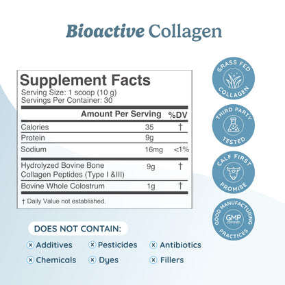 WonderCow Collagen Peptides Powder + Bovine Colostrum – Grass-Fed Type I & III