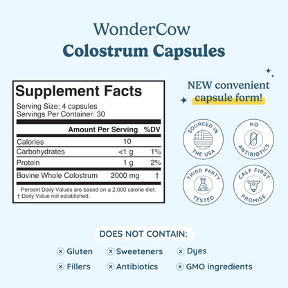 WONDERCOW Colostrum Capsules — Gut Health & Immunity (30 Servings)