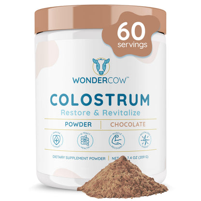 WONDERCOW Colostrum Powder | Gut Health, Immune Support & Wellness | Chocolate 60 Servings
