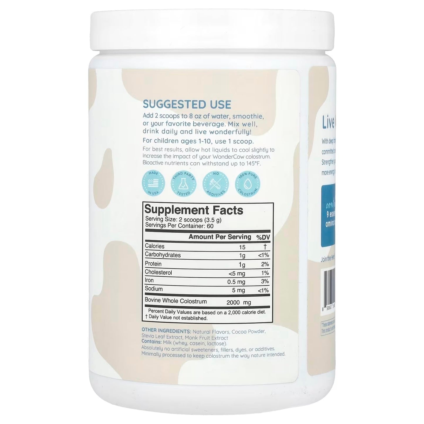 WONDERCOW Colostrum Powder | Gut Health, Immune Support & Wellness | Chocolate 60 Servings