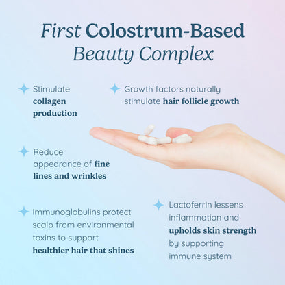 WONDERCOW WonderGlow Hair, Skin & Nails Vitamins | Bovine Colostrum, Collagen & Biotin
