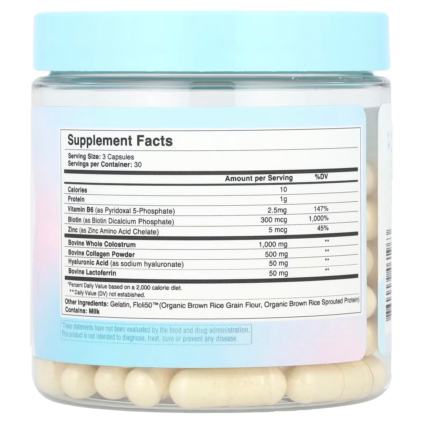 WONDERCOW WonderGlow Hair, Skin & Nails Vitamins | Bovine Colostrum, Collagen & Biotin