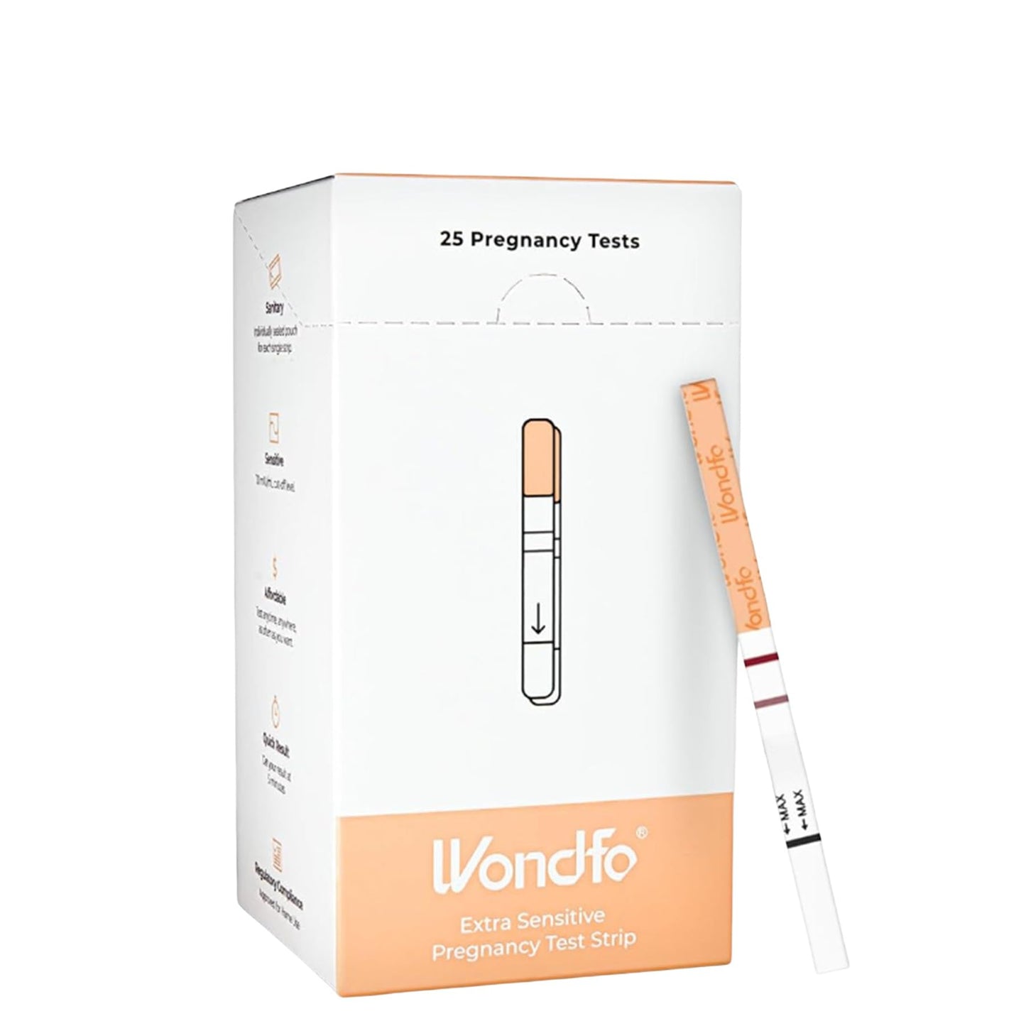 Wondfo Early Result Pregnancy Test Strips – 6 Days Sooner, 10 mIU/mL Cut-Off, 25 Packs