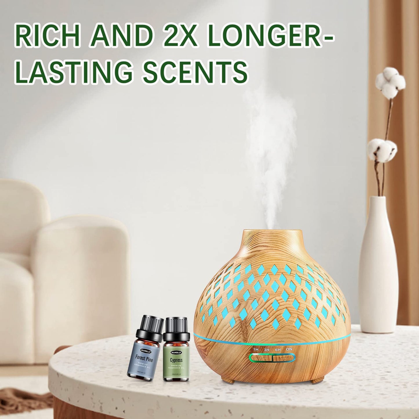 Woody Essential Oils Set – 6x10ml Aromatherapy Oils for Diffuser (Sandalwood, Cedarwood, Teakwood, Agarwood, Cypress, Forest Pine)