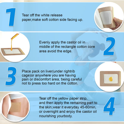 WOOWME 16 Pcs Castor Oil Patches – Disposable Pack Wrap 5.1x3.9 in (Oils Not Included)