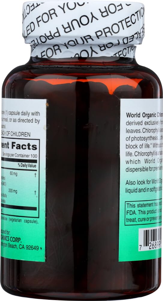 World Organic Chlorophyll 60mg, 100 Count – Dietary Supplement
