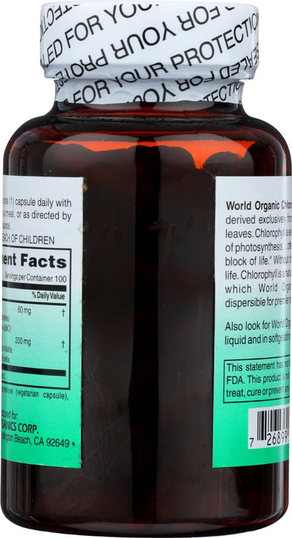 World Organic Chlorophyll 60mg, 100 Count – Dietary Supplement