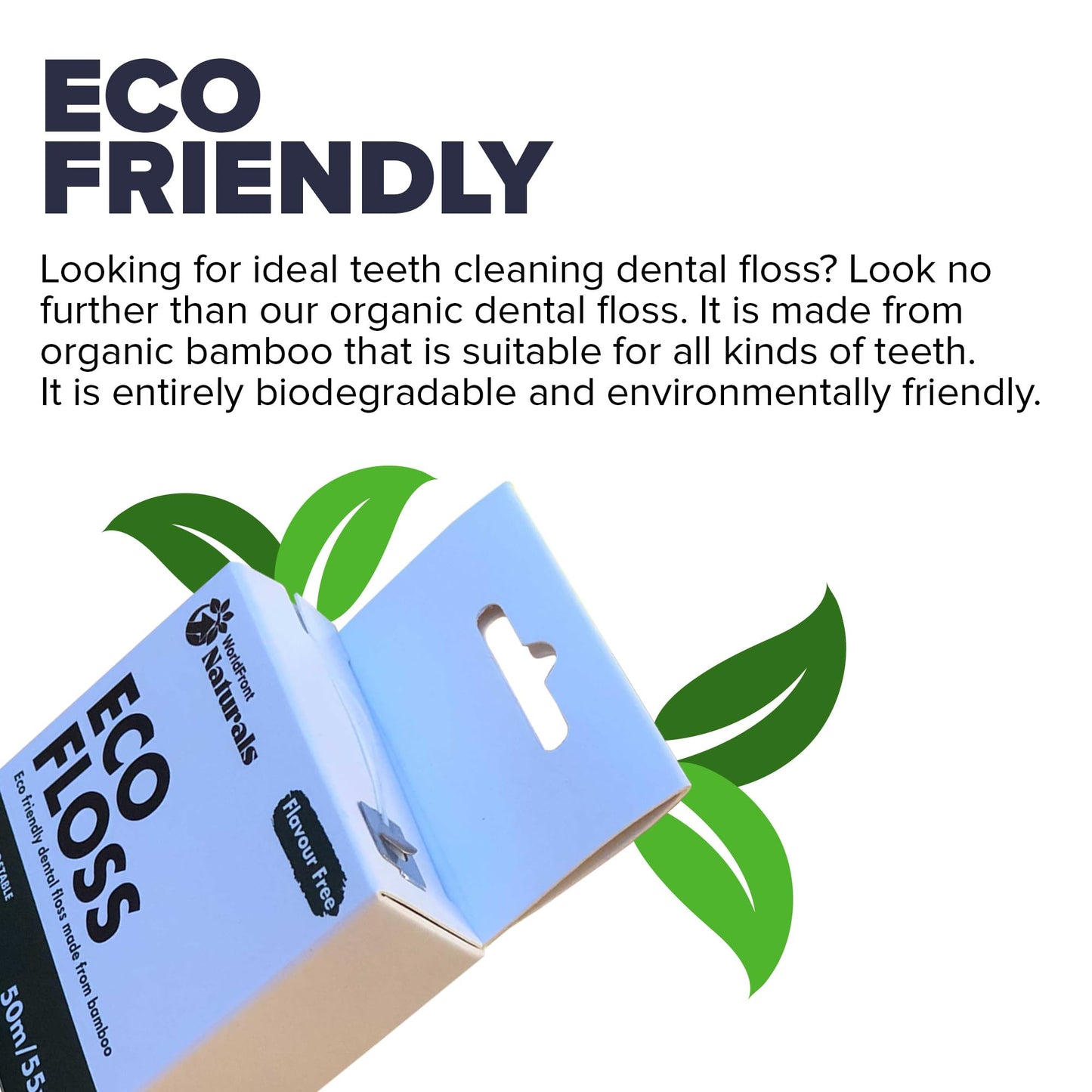 WorldFront Naturals Bamboo Dental Floss – Biodegradable & Plastic-Free (50m)