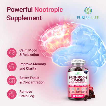 World's First 10-Mushroom Gummies - 90 Chews, 2500mg/Serving | Brain & Immune Support