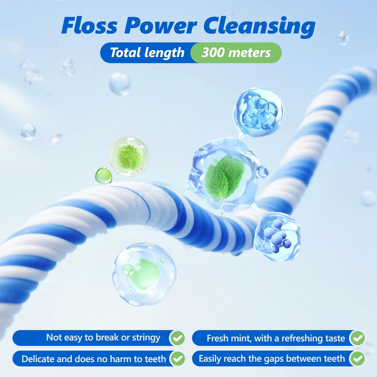 Woven Dental Floss - Expandable Waxed Mint Floss for Gentle Oral Care, Whitening, Plaque Removal, Kid-Friendly String Floss, 10 Spools (30 yd Each)