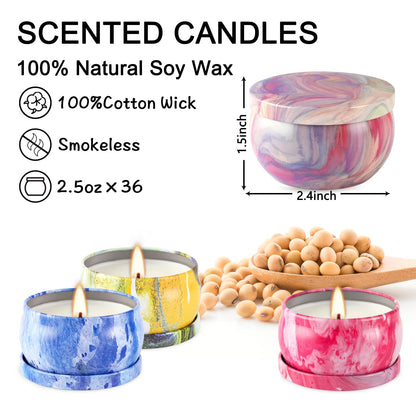 WPONSZU 36-Pack Scented Candles Gift Set – 2.5 oz Soy Travel Tin