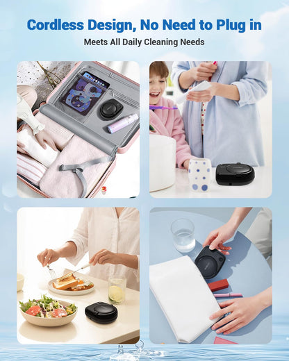 Wrklly Rechargeable Ultrasonic Retainer Cleaner Machine | 50kHz 1.9-inch Ultra-Thin Portable | Night Guard Aligners Jewelry | 6pcs Cleaner Tablets Included | Quick & Deep Clean Modes | Oral Dental Care