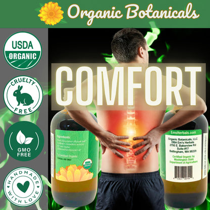 Organic Comfrey Leaf Infused Oil – Skin Care for Joints, Back & Muscles (4 oz) | Certified Organic