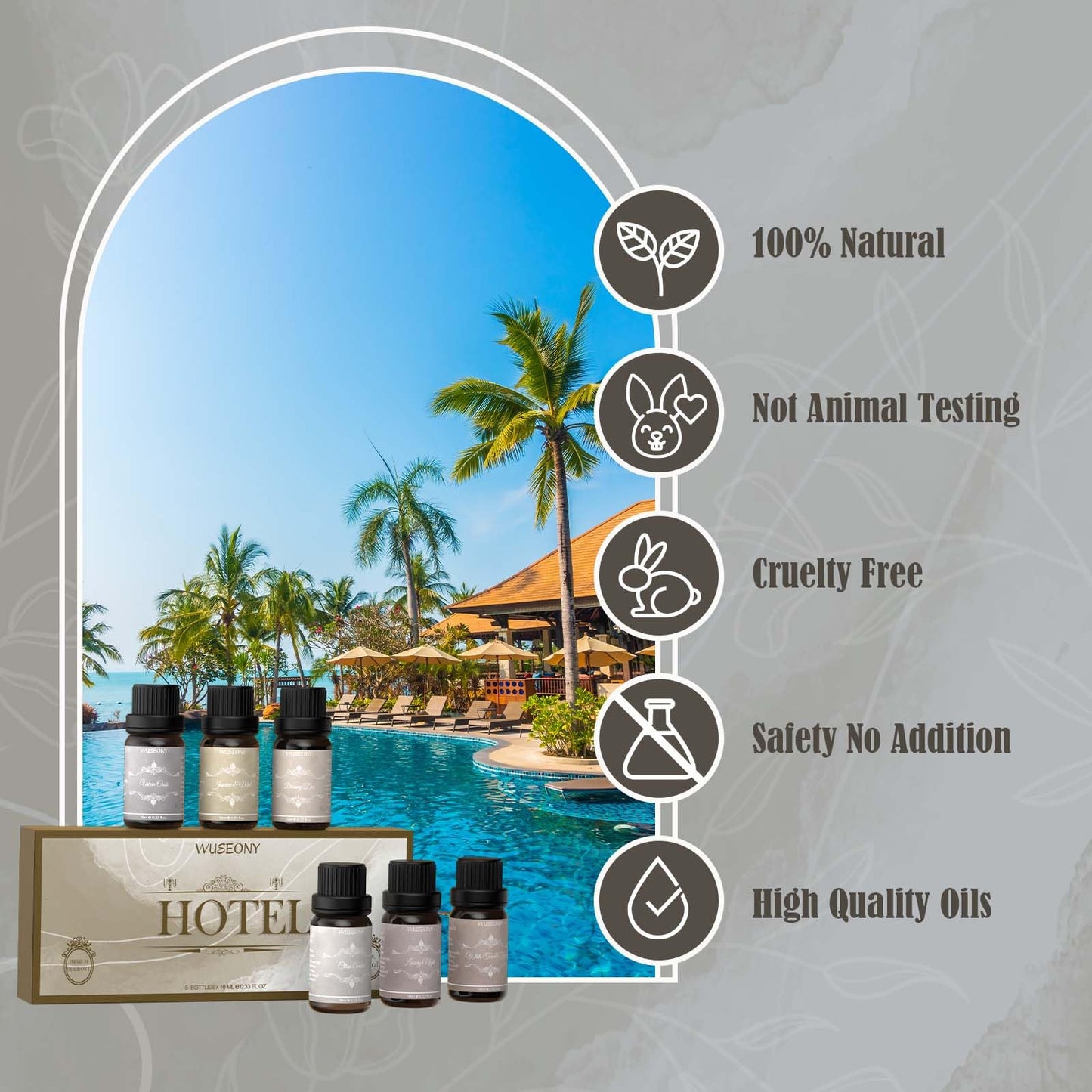 WUSEONY Hotel Diffuser Oils Gift Set – Luxury Aromatherapy for Home