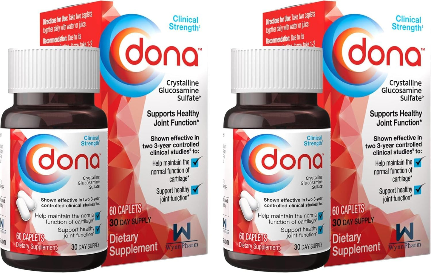 WynnPharm Dona Crystalline Glucosamine Sulfate 750 mg – Joint Health & Knee Comfort, 60 Count (2 Pack)