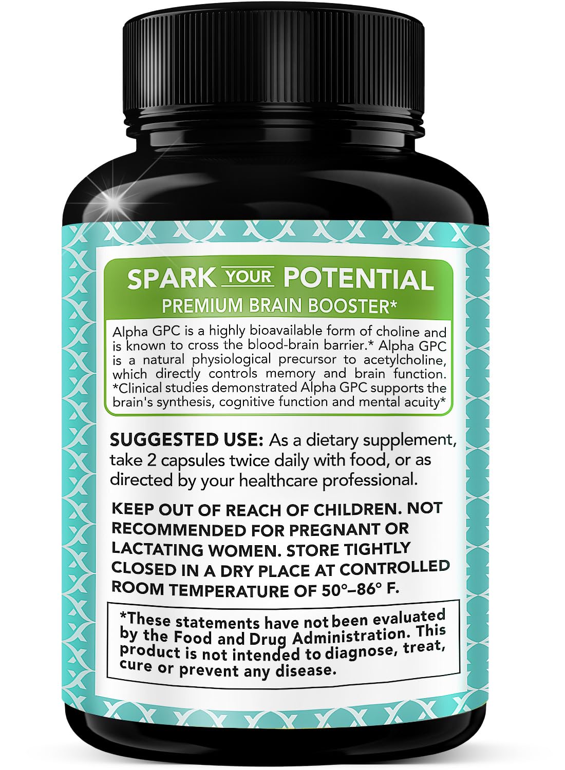 Alpha GPC Choline Supplement 600mg | 180 Veggie Capsules | High-Purity, Bioavailable Nootropic | X Gold Health