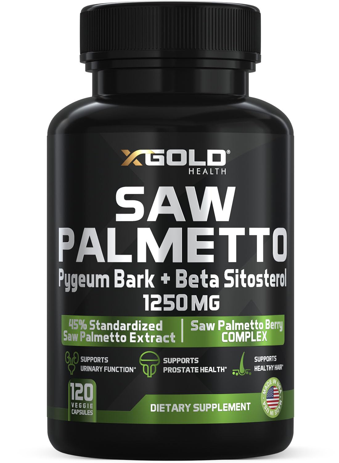X Gold Health Saw Palmetto Prostate Supplement for Men | 3X Potent Formula | Made in USA