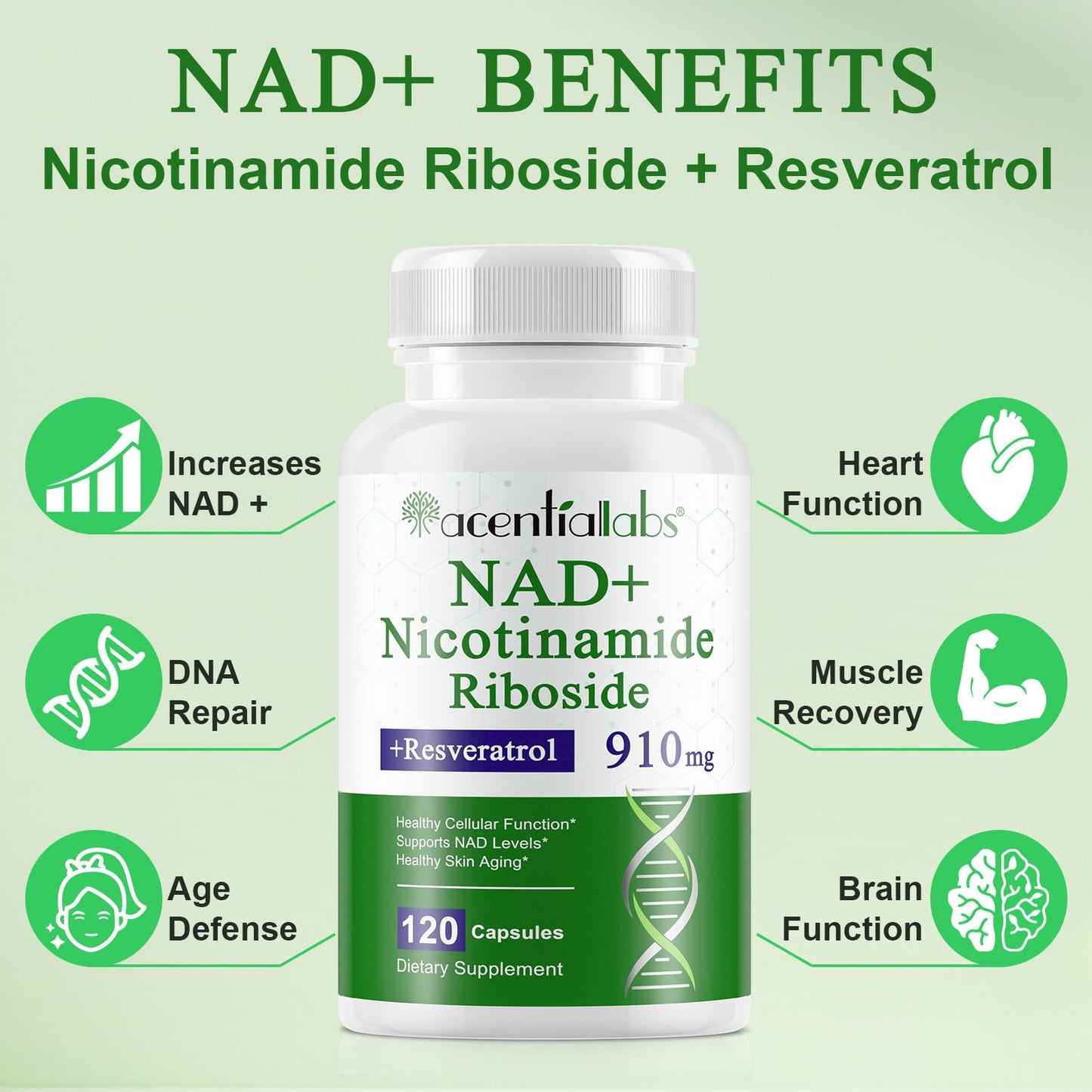 Xaarty NAD Supplement - 910mg Liposomal NAD with Resveratrol & Quercetin | 120 Capsules